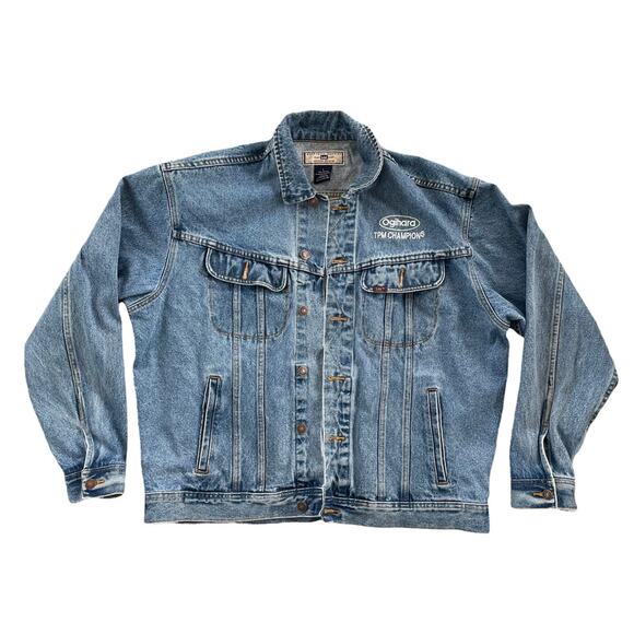 Vintage Lee Denim Jacket TMP Champions Size Large - Picture 1 of 4